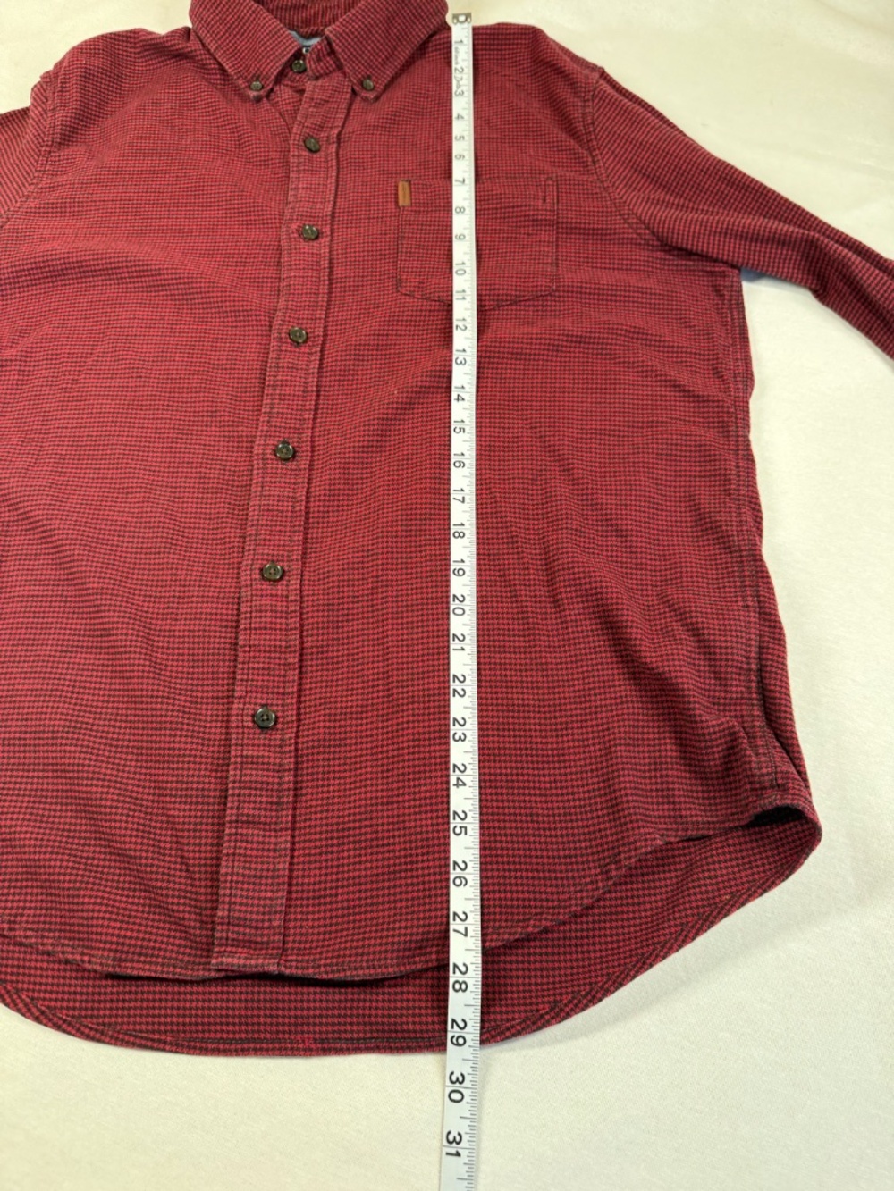 Chaps Men's Long Sleeve Houndstooth Pattern Button Up Shirt Size Large - Red - Picture 5 of 6